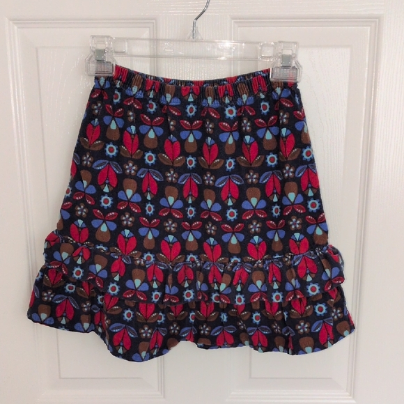 Hanna Andersson Corduroy Floral Ruffle Skirt - 130/8 - Picture 1 of 5